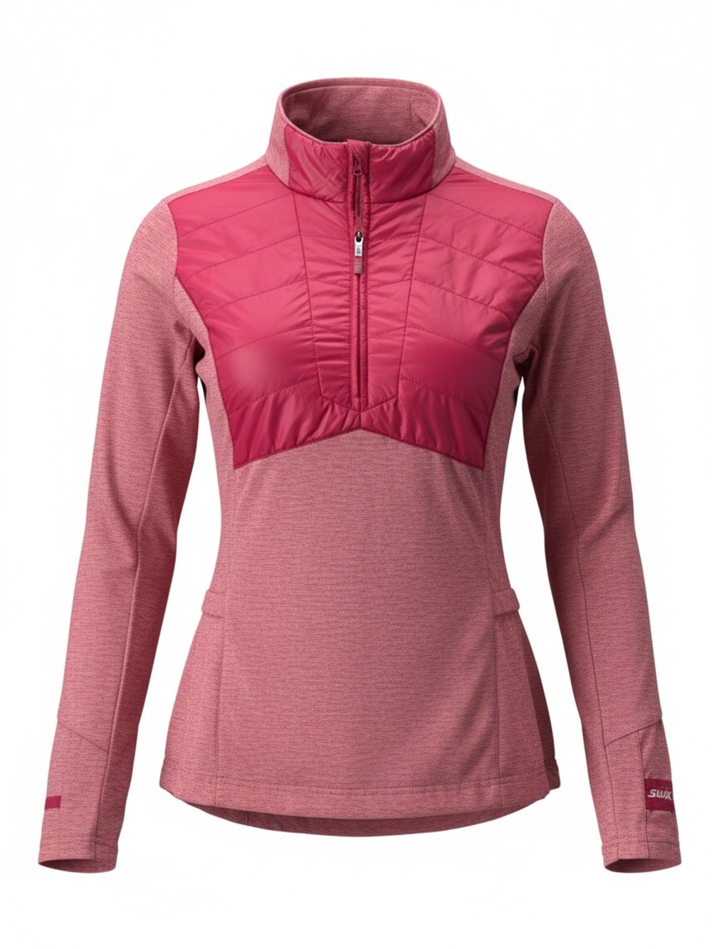 oiselle Pink Quilted Half-Zip Pullover Size Medium